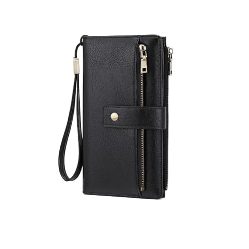 DUOMIYX Lange Geldbörse Frauen Mode Colorblock RFID Long Wallet, Große Kapazitätskupplung Mit Abnehmbarem Armband von DUOMIYX