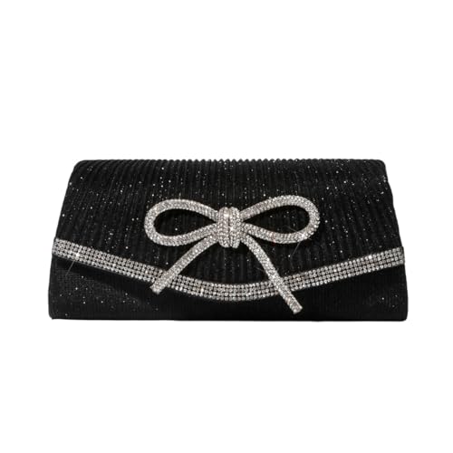 DUOMIYX Lange Geldbörse Frauen Modischer Strassstein Dekorierter Partybeutel Bogen Clutch Bag Kette Kleine Umhängetasche von DUOMIYX