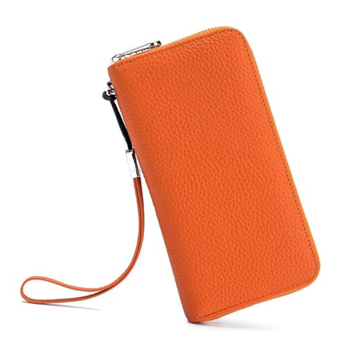 DUOMIYX Lange Geldbörse Frauen Stilvoller Kieselleder Langer Kapazität Großer Kapazität Reißverschlusskupplung Mit Abnehmbarem Armband von DUOMIYX