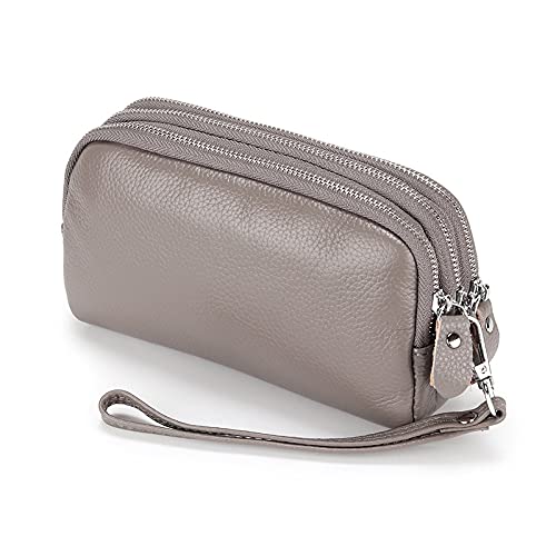 DUOMIYX Lange Geldbörse Frauen Weiches Leder Dreifach Reißverschluss Langes Geldbeutel Großer Kapazität Handy Brieftasche Armband von DUOMIYX