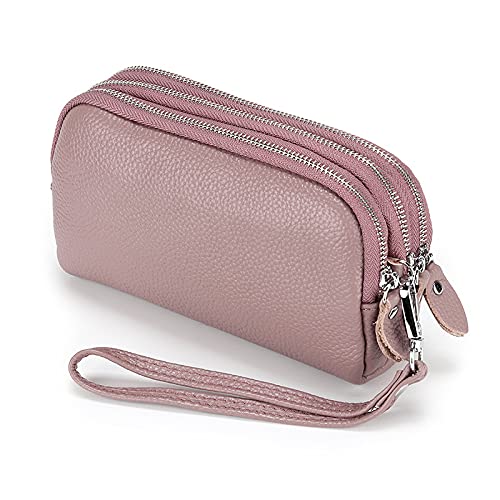 DUOMIYX Lange Geldbörse Frauen Weiches Leder Dreifach Reißverschluss Langes Geldbeutel Großer Kapazität Handy Brieftasche Armband von DUOMIYX