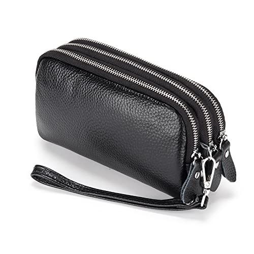 DUOMIYX Lange Geldbörse Frauen Weiches Leder Dreifach Reißverschluss Langes Geldbeutel Großer Kapazität Handy Brieftasche Armband von DUOMIYX
