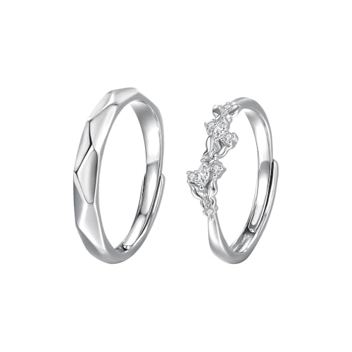 DUOMIYX Rings 2Pcs 925 Silberring -Paar Ring Ring Ring Open Einstellbarer Ring-Silber-Einstellbar DUOMIYX Rings 2Pcs 925 Silberring -Paar Ring Ring Ring Open Einstellbarer Ring-Silber-Einstellbar von DUOMIYX