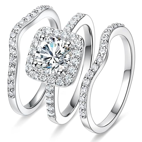 DUOMIYX Rings Frauen Mode Crystal Eingelegtes Ring Dreischichtiger Stapelring-Silber-12 von DUOMIYX