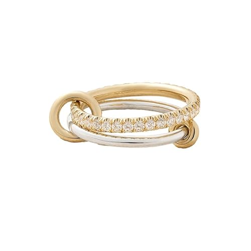 DUOMIYX Rings Frauen Mode Doppelschicht 925 Silberring -Persönlichkeit Kristall Eingelegtes Ring-Gold-6 von DUOMIYX