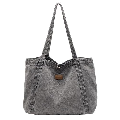 DUOMIYX Schultertasche Frauen Vintage Gewaschene Denim Umhängetasche Große Kapazität Casual Handtasche von DUOMIYX
