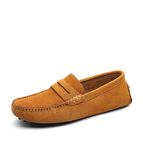 DUORO Herren Klassische Weiche Mokassin Echtes Leder Schuhe Loafers Wohnungen Fahren Halbschuhe (39,Braun) von DUORO