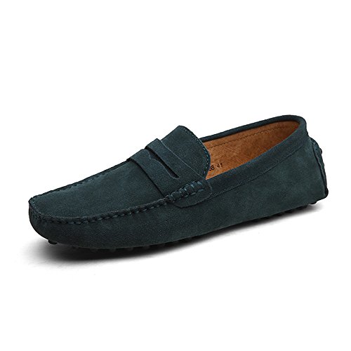 DUORO Herren Klassische Weiche Mokassin Echtes Leder Schuhe Loafers Wohnungen Fahren Halbschuhe (45,Grün) von DUORO