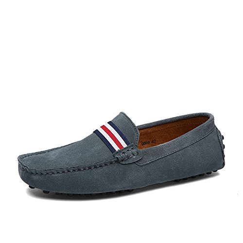 DUORO Herren Klassische Weiche Mokassin Echtes Leder Schuhe Loafers Wohnungen Fahren Halbschuhe (49 EU / 295 mm, Grün 2) von DUORO