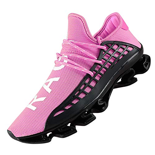 DUORO Herren Laufschuhe Damen Casual Sneakers Atmungsaktiv Mesh Slip On Bla, Pink (Rose), 39 EU von DUORO