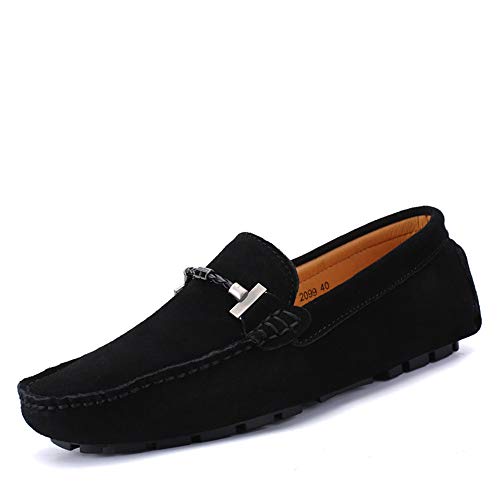 DUORO Herren Mokassin Wildleder Bootsschuhe Männer Fahrschuhe Loafers Freizeitschuhe Halbschuhe (41 EU, Schwarz) von DUORO