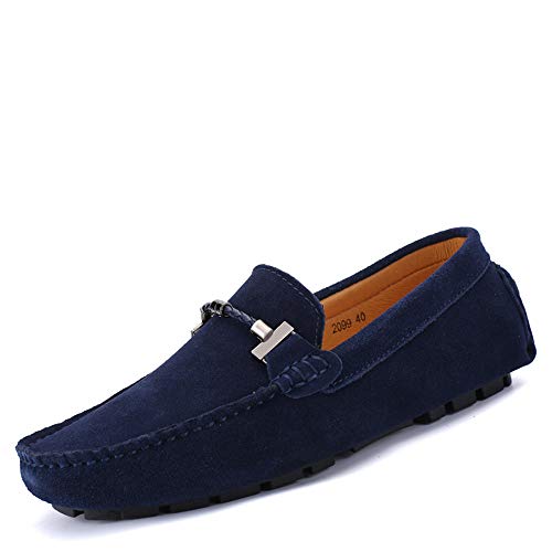 DUORO Herren Mokassin Wildleder Bootsschuhe Männer Fahrschuhe Loafers Freizeitschuhe Halbschuhe (44 EU, Dunkelblau) von DUORO