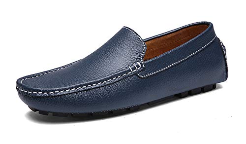DUORO Herren Mokassins Leder Handgefertigt Loafers Freizeitschuhe Halbschuhe 38-47 (38 EU, Dunkelblau) von DUORO