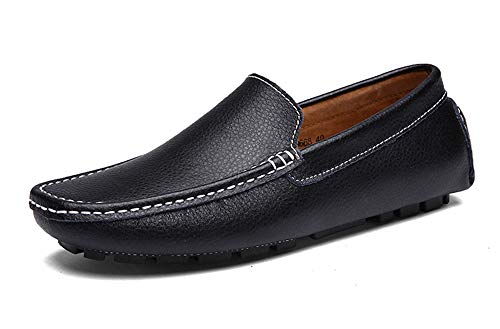 DUORO Herren Mokassins Leder Handgefertigt Loafers Freizeitschuhe Halbschuhe 38-47 (38 EU, Schwarz) von DUORO