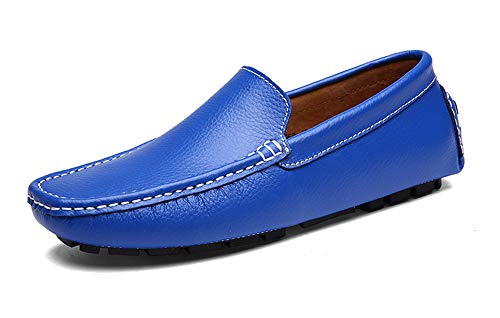 DUORO Herren Mokassins Leder Handgefertigt Loafers Freizeitschuhe Halbschuhe 38-47 (43 EU, Blau) von DUORO