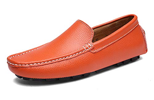 DUORO Herren Mokassins Leder Handgefertigt Loafers Freizeitschuhe Halbschuhe 38-47 (43 EU, Orange) von DUORO