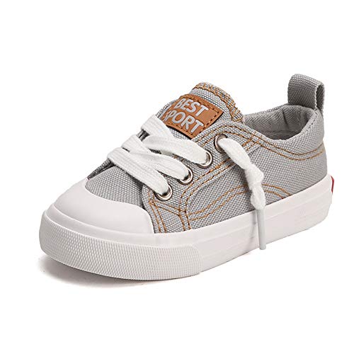 DUORO Kinder Sneaker Mädchen Atmungsaktive Sportschuhe Jungen Canvas Turnschuhe rutschfest Hallenschuhe (Grau, Numeric_34) von DUORO