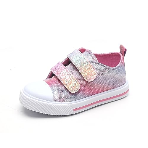 DUORO Kinder Sneaker Mädchen Atmungsaktive Sportschuhe Jungen Canvas Turnschuhe rutschfest Hallenschuhe (Pink-2, Numeric_25) von DUORO