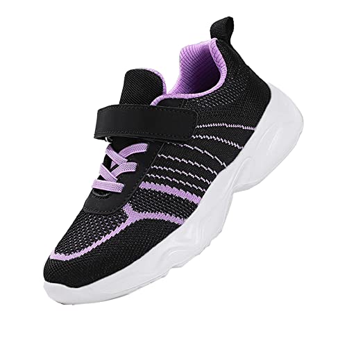 DUORO Kinder Sneaker Mädchen Atmungsaktive Sportschuhe Jungen Turnschuhe rutschfeste Laufschuhe (Schwarz/violett, Big_Kid, Women, Numeric_33, Numeric, eu_Footwear_Size_System, medium) von DUORO