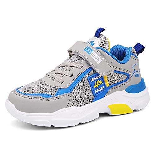 DUORO Kinder Sportschuhe Sneaker Jungen Mädchen Outdoor Atmungsaktive Turnschuhe Running Schuhe Straßenlaufschuhe (37 EU, A-Grau) von DUORO