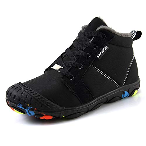 DUORO Winterschuhe Jungen Schneestiefel Warm Gefüttert Winterstiefel Wasserdicht rutschfeste Stiefel for Unisex - Kinder (33 EU, Schwarz) von DUORO