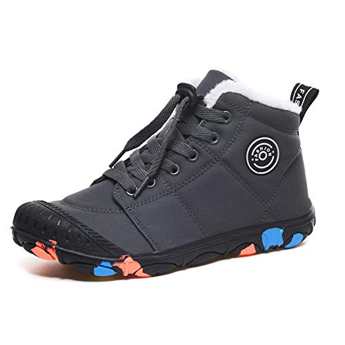 DUORO Winterschuhe Jungen Schneestiefel Warm Gefüttert Winterstiefel Wasserdicht rutschfeste Stiefel for Unisex - Kinder (37 EU, 236-Grau) von DUORO