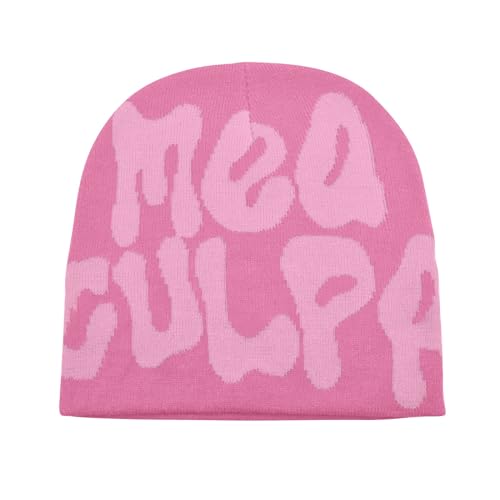 DUOROUPUTAO Beanie Y2k Mütze Beanie MEA Culpa Wintermütze Herren Damen Y2k Beanie Hip Hop Warme Strickmütze Thermo Mütze Winter Harajuku Fashion One Size von DUOROUPUTAO