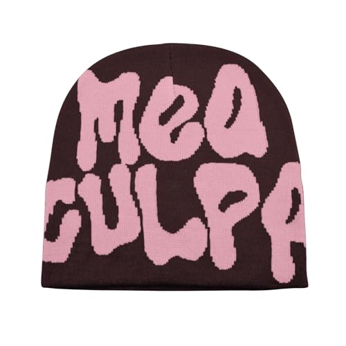 DUOROUPUTAO Beanie Y2k Mütze Beanie MEA Culpa Wintermütze Herren Damen Y2k Beanie Hip Hop Warme Strickmütze Thermo Mütze Winter Harajuku Fashion One Size von DUOROUPUTAO