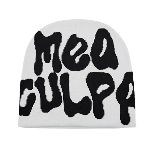 DUOROUPUTAO Beanie Y2k Mütze Beanie MEA Culpa Wintermütze Herren Damen Y2k Beanie Hip Hop Warme Strickmütze Thermo Mütze Winter Harajuku Fashion One Size von DUOROUPUTAO