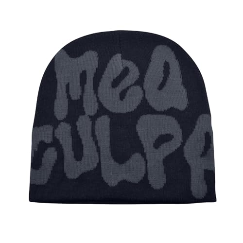 DUOROUPUTAO Beanie Y2k Mütze Beanie MEA Culpa Wintermütze Herren Damen Y2k Beanie Hip Hop Warme Strickmütze Thermo Mütze Winter Harajuku Fashion One Size von DUOROUPUTAO