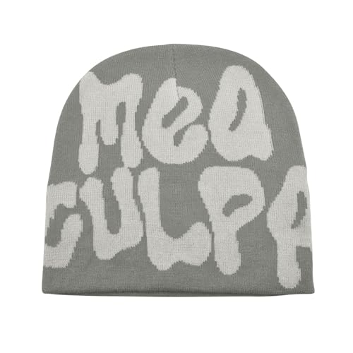 DUOROUPUTAO Beanie Y2k Mütze Beanie MEA Culpa Wintermütze Herren Damen Y2k Beanie Hip Hop Warme Strickmütze Thermo Mütze Winter Harajuku Fashion One Size von DUOROUPUTAO