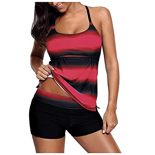 DUOROUPUTAO Badeanzug Damen Bauchweg Zweiteiliger Bademode Sexy Mode Tankini Bauchweg Gepolsterte Strandmode Sommer Kontrastreiche Farben Swimsuit Set von DUOROUPUTAO