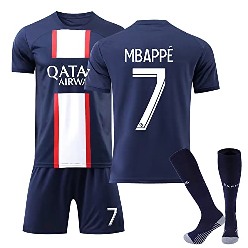 DUOROUPUTAO Páris PSG Trikot für Kinder und Erwachsene, Fußball-T-Shirt und Shorts, Soccer Jersey, Jungen, Fußballkleidung, Paris, mit Socke, A-7., 10-11 Jahre von DUOROUPUTAO