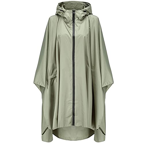 DUOROUPUTAO Regenponcho Damen Wasserdicht mit Kapuze Atmungsaktiv Wandern Regenjacke Leicht Regencape Lang Faltbar Mehrweg Regenponcho Festival Frühlings zum Herbst Trekking Reisen Camping von DUOROUPUTAO