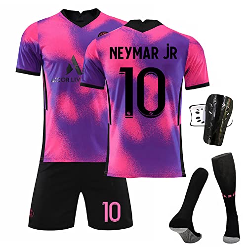 Páris Fußball-T-Shirts und Shorts, für Erwachsene und Kinder, Fußballtrikot PSG und Socke, 4-teiliges Set, Fußball-Jersey, mit Zubehör und Knieschützern, Outdoor-Trikot, A-10., 10-11 Jahre von DUOROUPUTAO