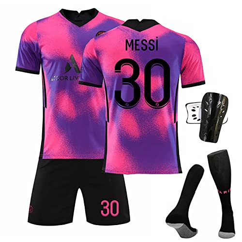 Páris Fußball-T-Shirts und Shorts, Erwachsene und Kinder, Fußballtrikot PSG und Socke, 4-teiliges Set, Soccer Jersey, mit Zubehör und Knieschützer, für den Außenbereich, A-30, 10-11 Jahre von DUOROUPUTAO