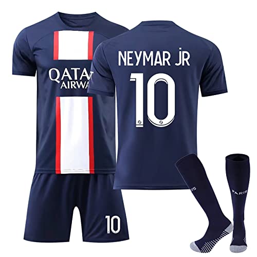 DUOROUPUTAO Paris Trikot PSG Fußball Trikot Set Kinder/Erwachsene, Nr.7/10/30 Fußballtrikot, T-Shirts und Shorts für Jungs, Paris Fußball Sporttraining T-Shirts, Shorts und Socke, 8-9 Jahre von DUOROUPUTAO