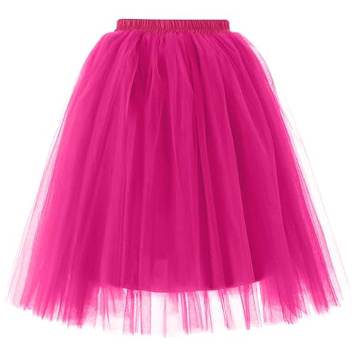 DUOROUPUTAO Tüllrock Damen Tüll Karneval Kostüm Tutu Petticoat Ballett Tanzkleid Hohe Taille Rock Tüll Kurz Rockabilly 80er Retro Unterrock Ballet Crinoline von DUOROUPUTAO