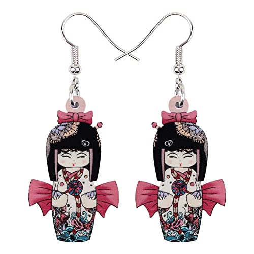 DUOWEI Acryl Anime Cute Japanisch Stil Kimono Puppe Ohrringe Charms Dangle Schmuck Geschenke für Damen Frauen Teenager Mädchen (Rough) von DUOWEI