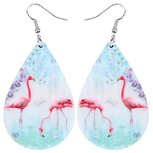 DUOWEI Acryl Anime Rot karminrot Flamingo Vogel Ohrringe baumeln Drop Schmuck für Frauen Mädchen Teens Sommer Frühling Geschenke (Blau) von DUOWEI