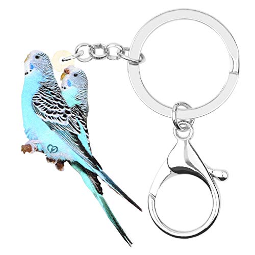 DUOWEI Acryl Blau Sittich Vogel Schlüsselanhänger Süßer Papagei Schlüsselring Handtasche Charme Geschenk für Frauen Teenager Mädchen (Papagei D) von DUOWEI