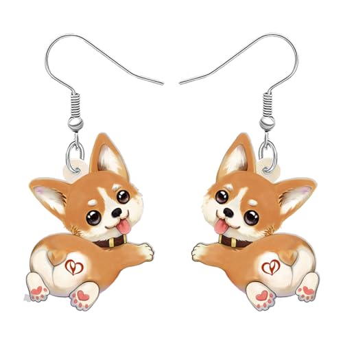 DUOWEI Acryl Corgi Hintern Ohrringe Baumeln Cartoon Corgi Fans Zeug Geschenke Ideen für Hund Mama Haustiere Liebhaber Hündisch hängend leichte Schmuckstücke für Damen Mädchen (Braun) von DUOWEI