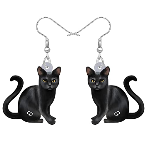 DUOWEI Acryl Cute Schwarze Katze Ohrringe Elegante Haustiere Tropfen Baumeln Für Frauen Mädchen Teens Charme Geschenke (Katze C) von DUOWEI