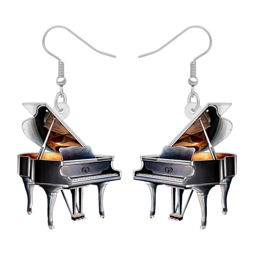 DUOWEI Acryl Lustige Musikalische Klavier Drop Ohrringe Hängend Mikrofon und Lautsprecher Charms Design Musik Lehrer Schmuck Anerkennung Geschenke für Damen Mädchen Musikliebhaber (Schwarz) von DUOWEI