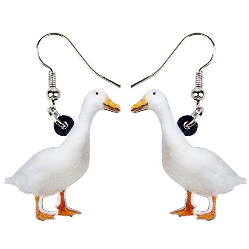 DUOWEI Acryl Nette Mandarin Ente Ohrringe Dangle Ente Schmuck für Frauen Teens Mädchen Charms Geschenke (weiß) von DUOWEI