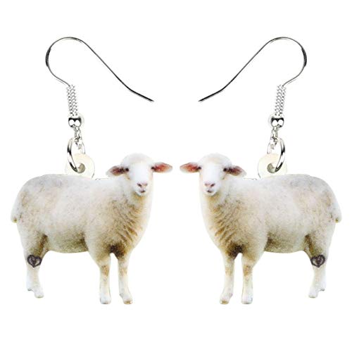 DUOWEI Acryl Nette Ziege Ohrringe Schaf Dangle Schmuck für Frauen Mädchen Teens Charms Ziege Geschenke (Beige) von DUOWEI