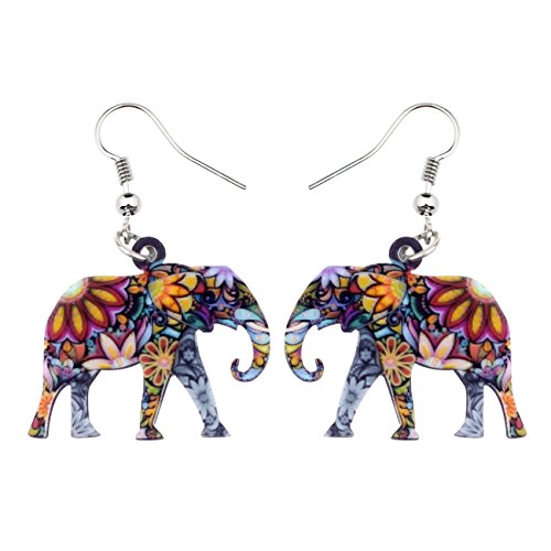 DUOWEI Acryl Anime Elefant Tropfen Ohrringe Einzigartige Floral Elefantenschmuck für Frauen Mädchen Teens Geburtstag Party Geschenke (Mehrfarbig) von DUOWEI