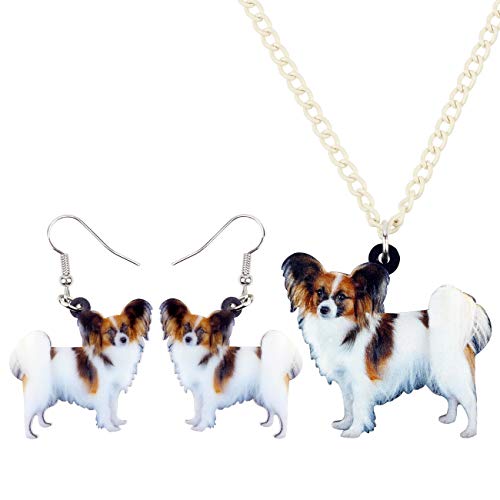 DUOWEI Acryl Papillon Hund Schmuck Set Ohrringe Anhänger Halskette für Damen und Mädchen Geschenke (Braun) von DUOWEI