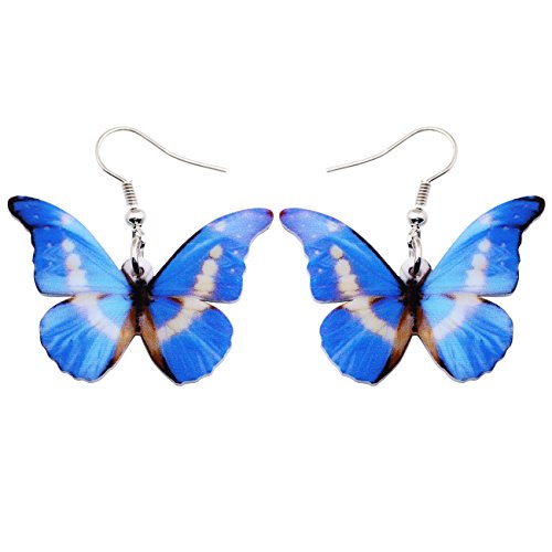 DUOWEI Acryl Schmetterling Ohrringe Anhänger Sommer Frühling Insekten Schmuck Geschenke für Frauen Mädchen (Blau) von DUOWEI