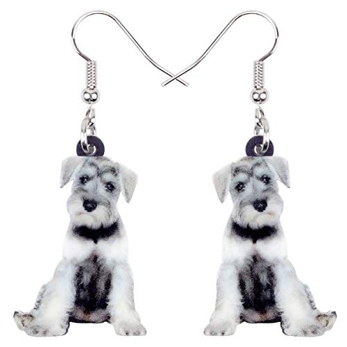 DUOWEI Acryl Schnauzer Hund Ohrringe Sweet Pets Dangle Drop Schmuck für Frauen Damen Mädchen Liebhaber Fancy Geschenke (Weiß) von DUOWEI